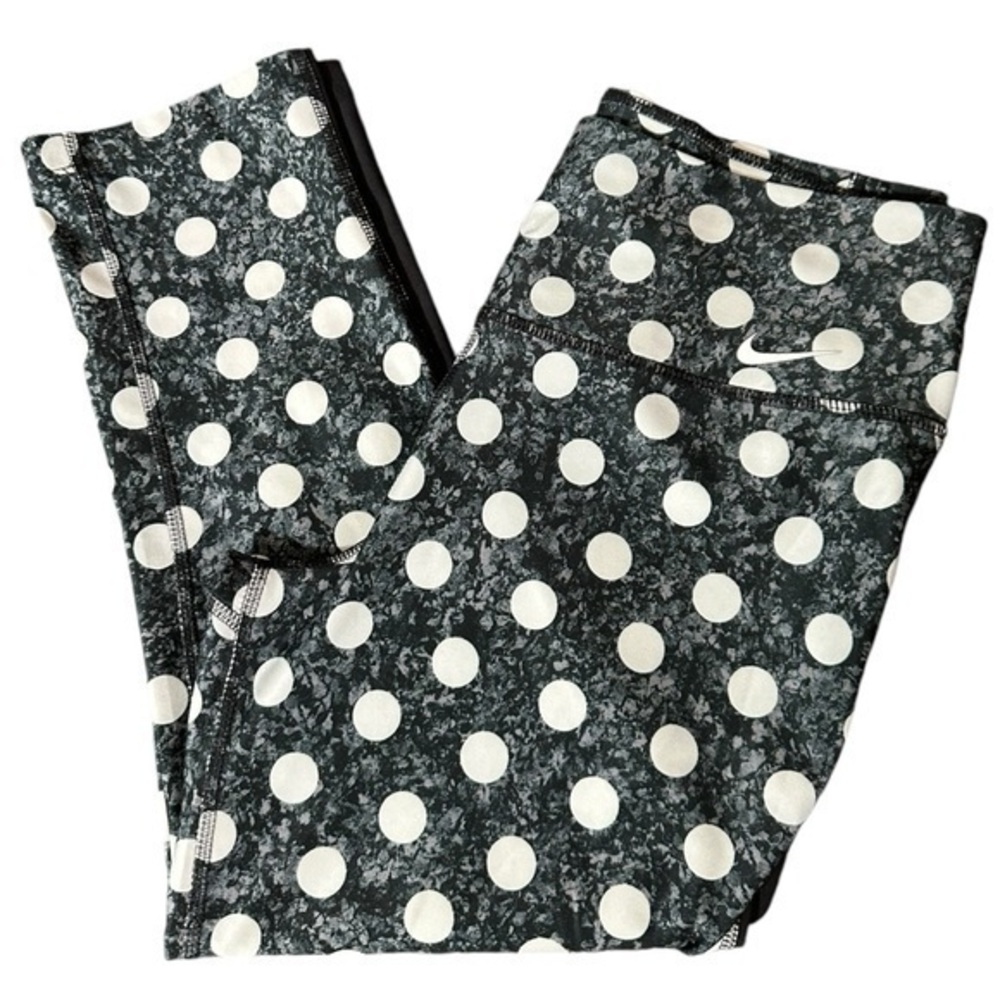 Nike Women’s Size S Black Gray Polka Dot Dri Fit Workout Yoga Tights Leggings
